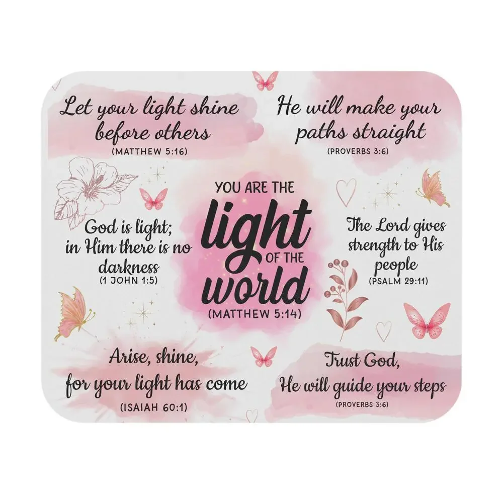 You Are the Light of the World Mousepad | Christian Scripture Quotes, Pink Flor